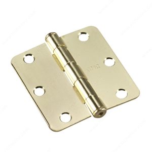 HINGEC3 - 3" x 3" Standard Hinge, 1/4" Radius - Polished Brass