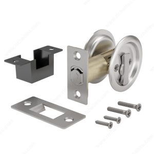 PRB - Round Pocket Door Pull, Privacy - Satin Nickel