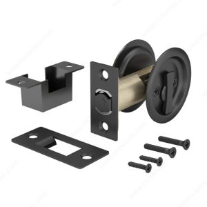 PRBB - Round Pocket Door Pull, Privacy - Black