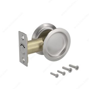 PRP - Round Pocket Door Pull, Passage - Satin Nickel