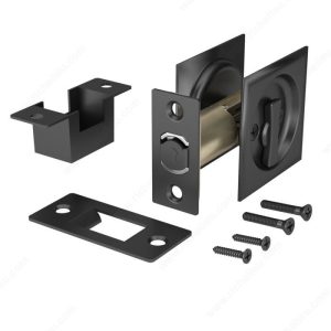 PSBB - Square Pocket Door Pull, Privacy - Black